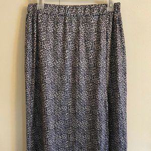 SILK BLACK/WHITE CHEETAH MIDI SKIRT